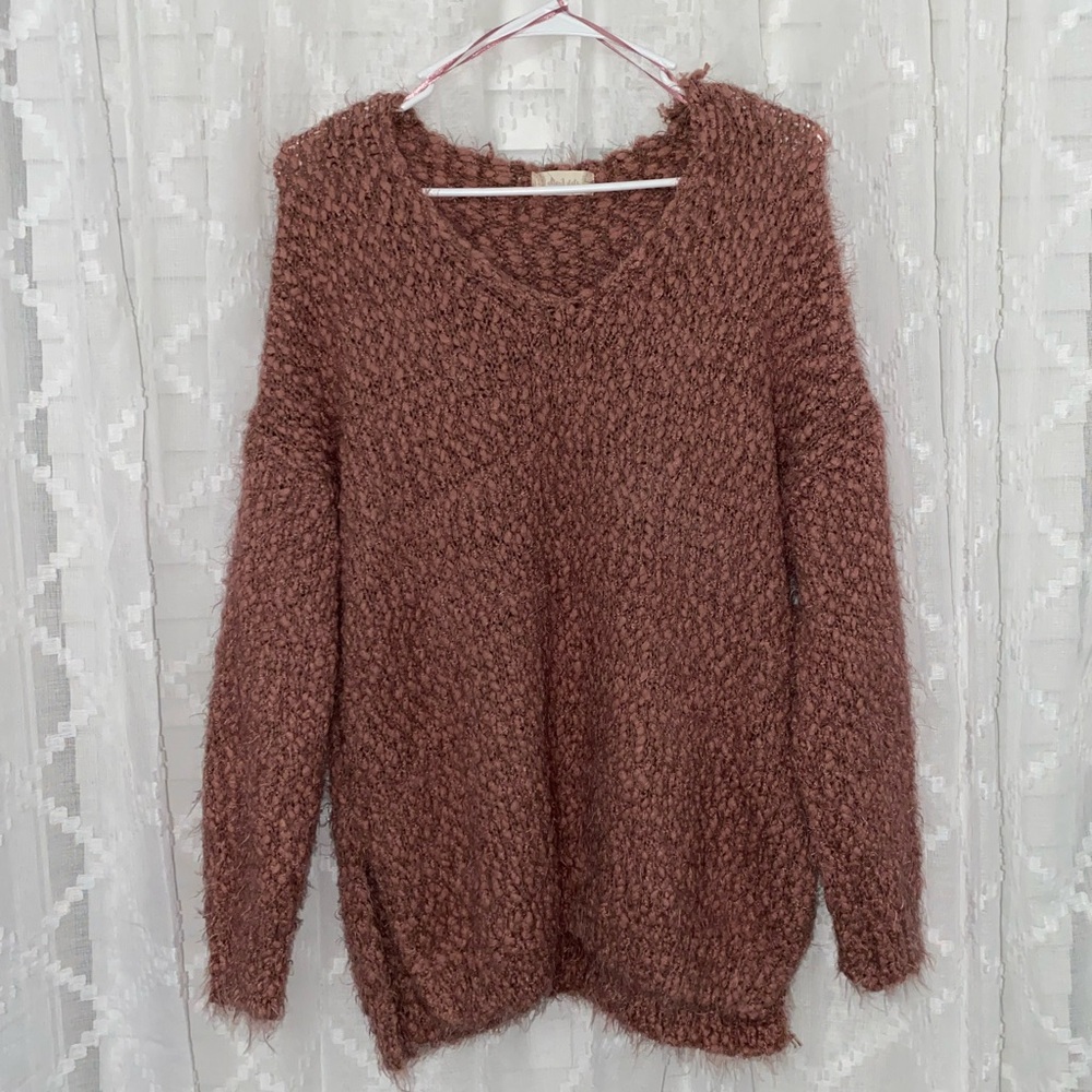Altar’d State Cozy Mauve Fuzzy Sweater